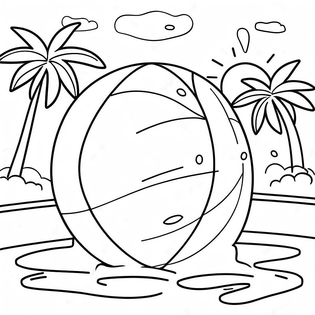 Colorful Beach Ball at the Swimming Pool Coloring Page | Swimming Pool coloring page
