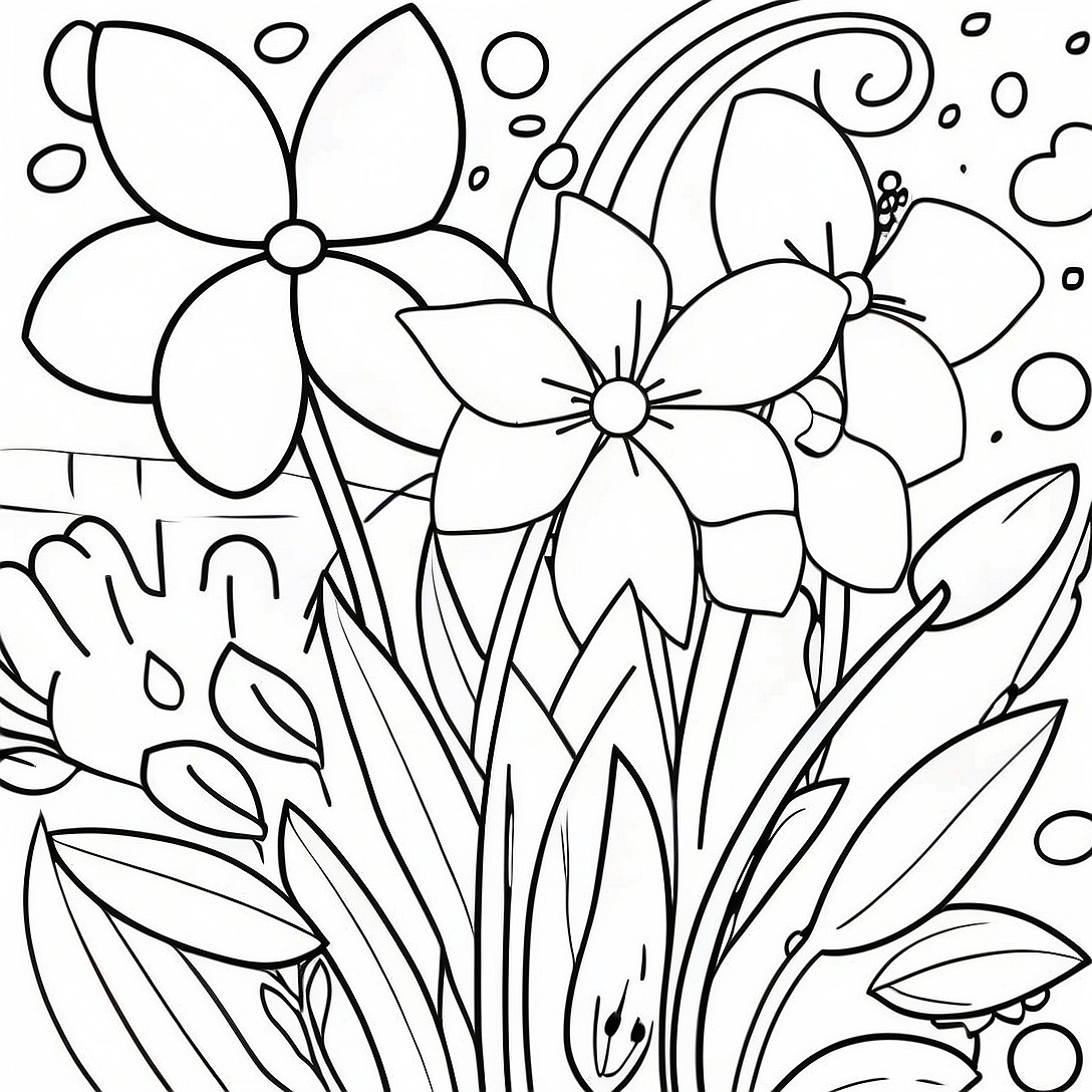 Colorful Wildflower Bouquet Coloring Page | Wildflower coloring page