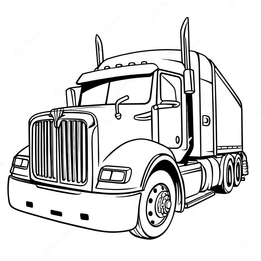 Big Rig Semi Truck Coloring Page | Semi Truck coloring page