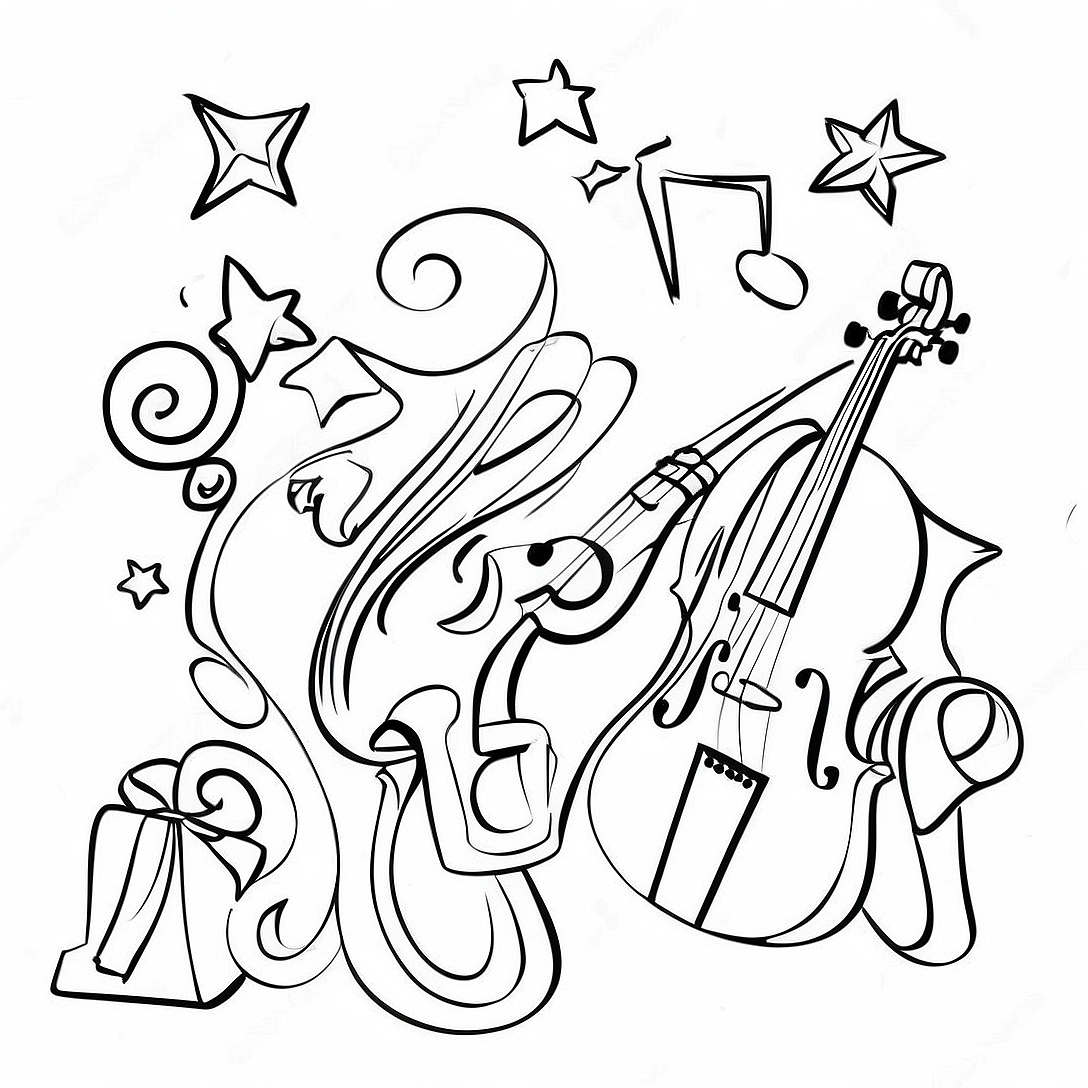 Christmas Music Coloring Page | Christmas Music coloring page