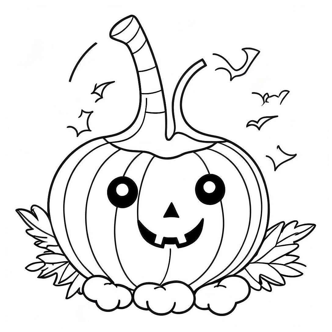 Cute Halloween Pumpkin Coloring Page | Cute Halloween coloring page