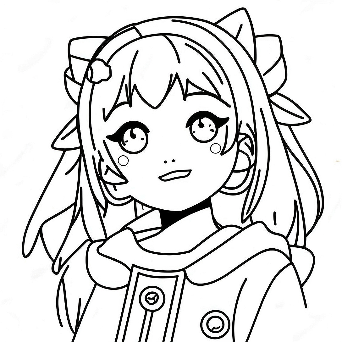 Aesthetic Anime Girl Coloring Page | Aesthetic Anime coloring page