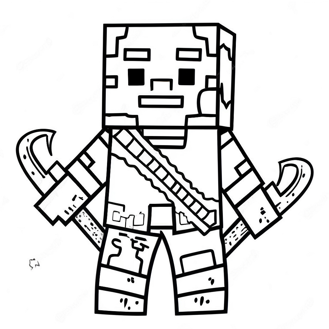 Creepy Minecraft Warden Coloring Page | Minecraft Warden coloring page
