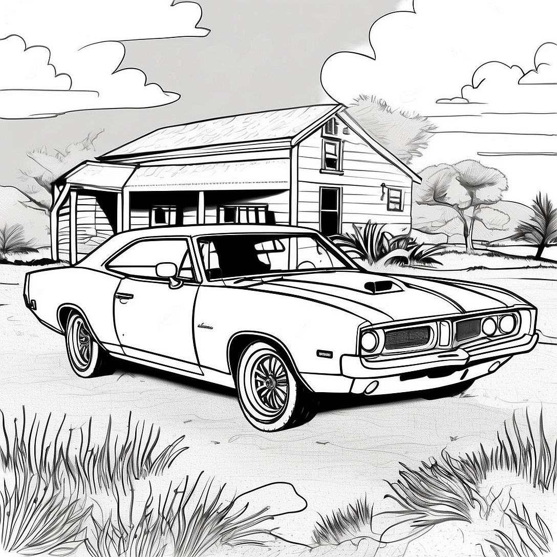 General Lee Classic Car Coloring Page | General Lee coloring page