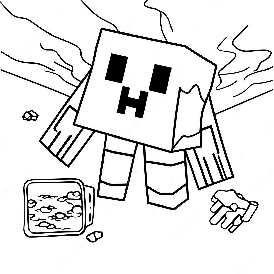 Minecraft Ghast Floating in the Sky Coloring Page | Minecraft Ghast coloring page