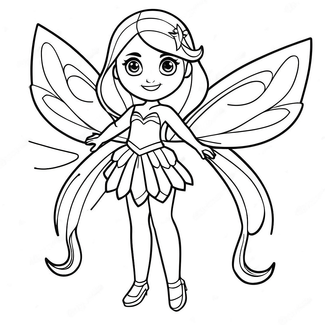 Stella from Winx Club with Sparkling Wings Coloring Page | Winx Club Stella coloring page