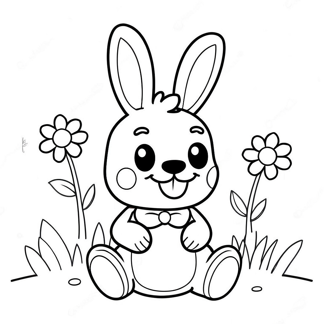 Cute Spring Bonnie in Flowers Coloring Page | Spring Bonnie coloring page