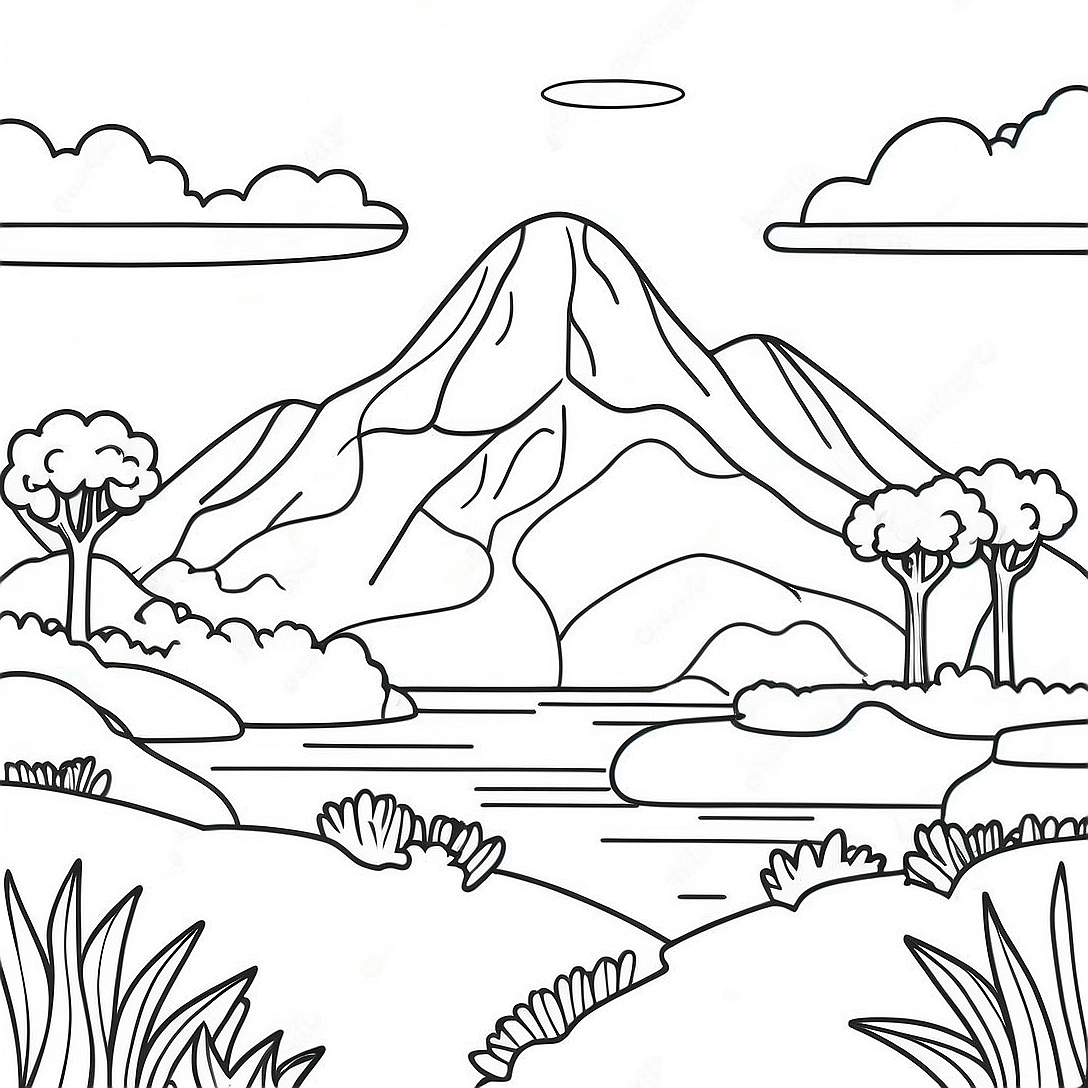 Colorful Pixel Art Landscape Coloring Page | Pixel Art coloring page