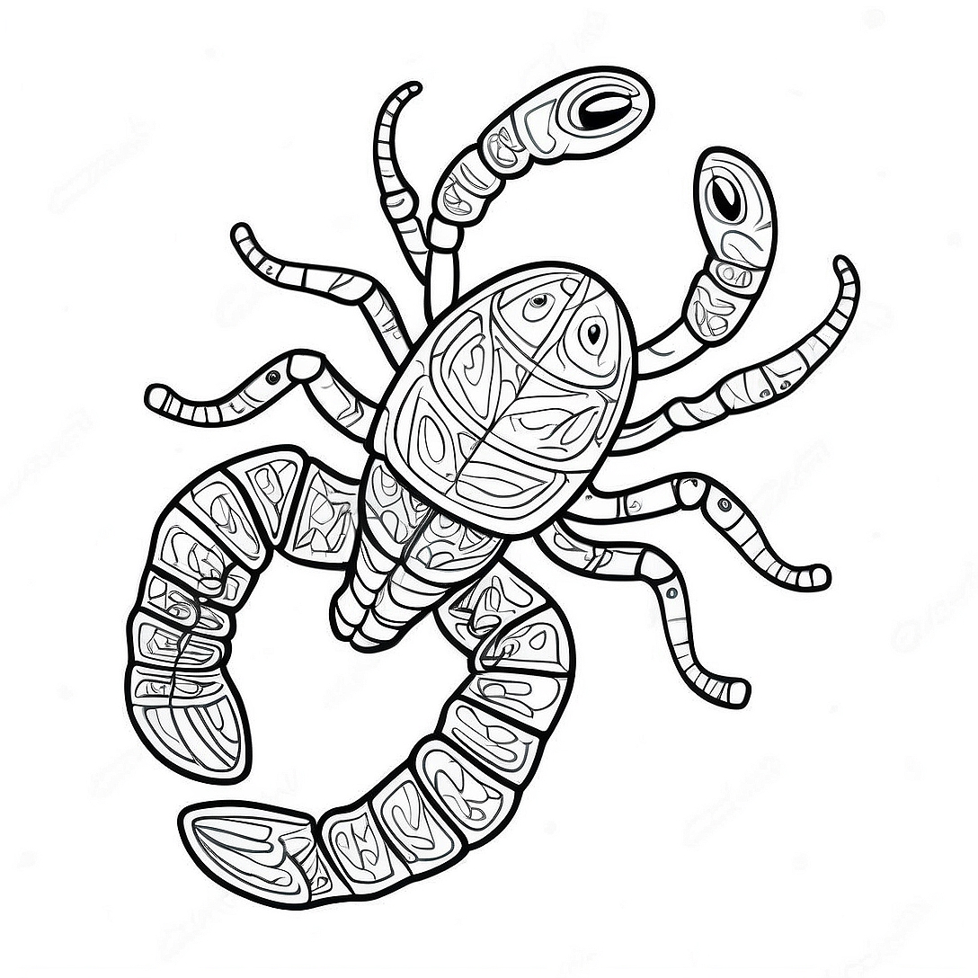 Detailed Scorpio Constellation Coloring Page | Scorpio for Adults coloring page