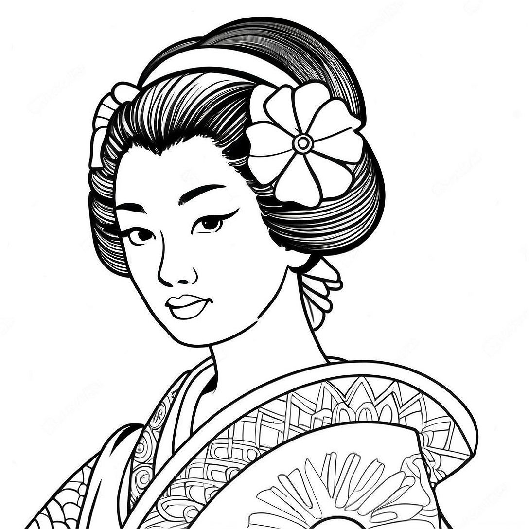 Geisha Coloring Page | Geisha coloring page
