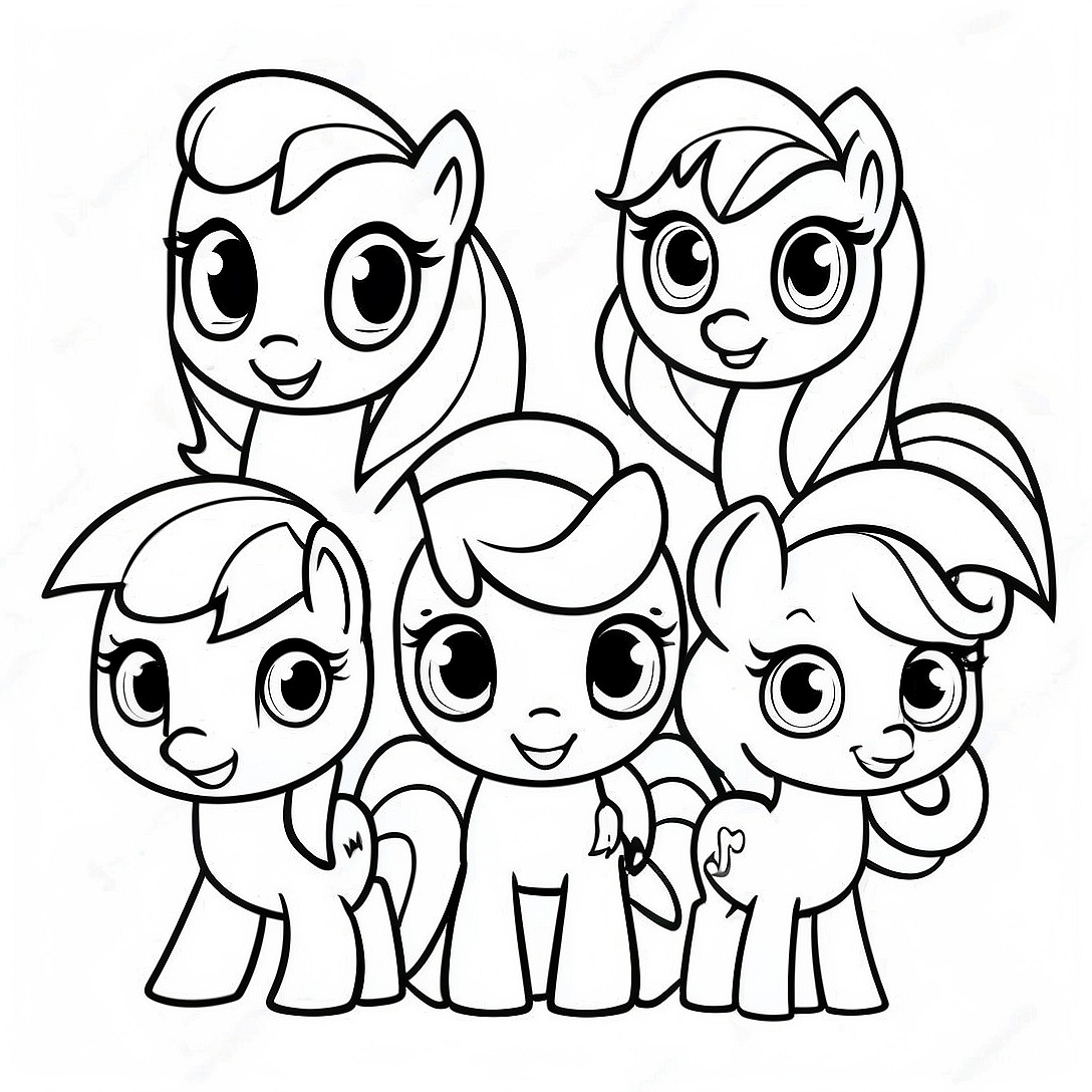 Colorful My Little Pony Cutie Mark Crew Characters Coloring Page | My Little Pony Cutie Mark Crew coloring page