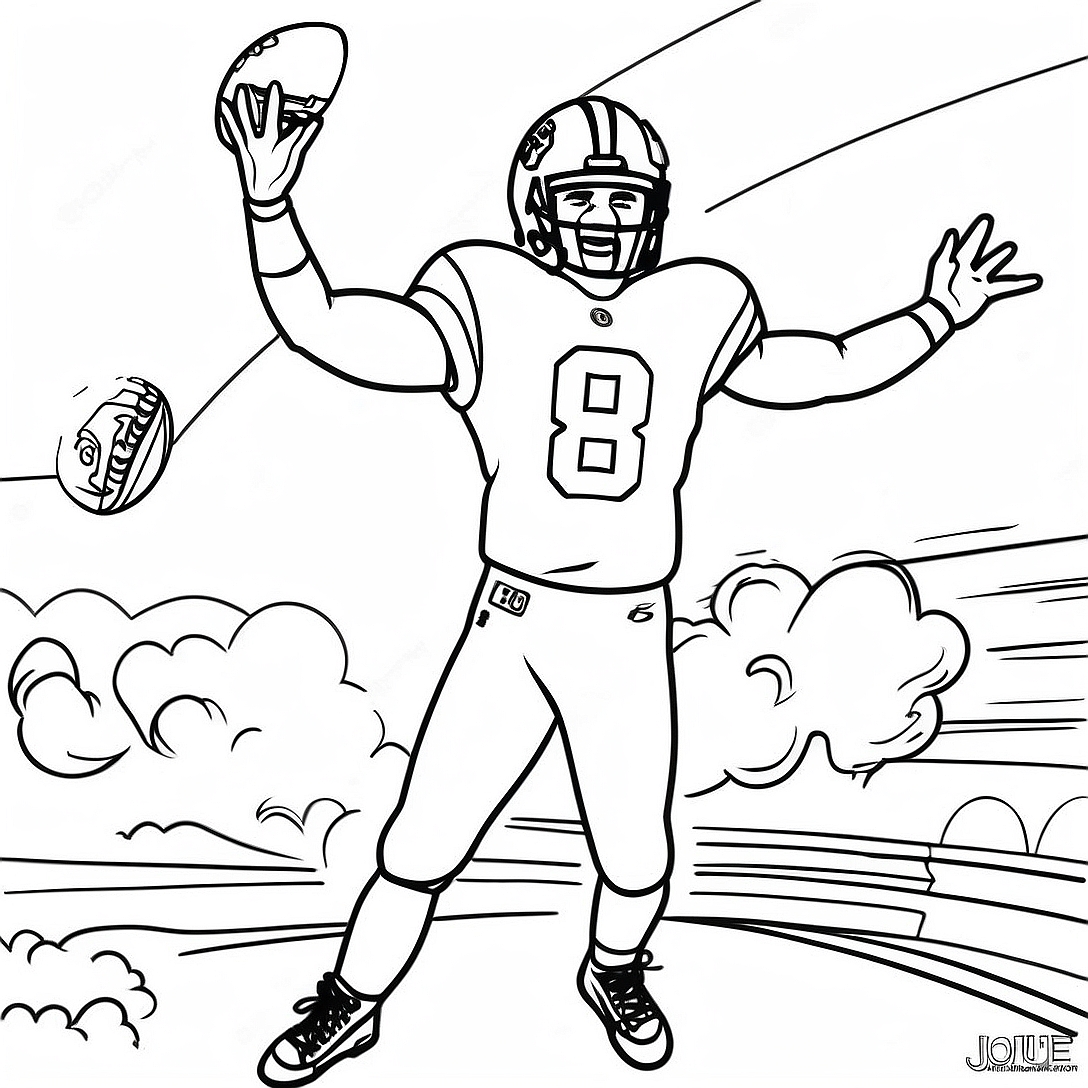 Joe Burrow in Action Coloring Page | Joe Burrow coloring page