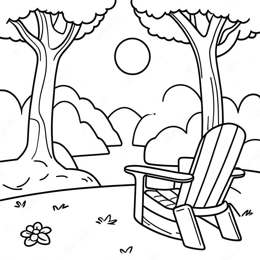 Serene Nature Scene Coloring Page | Calm coloring page