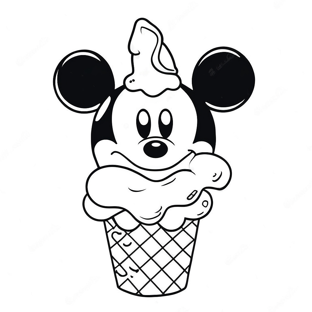Mickey Mouse Ice Cream Cone Coloring Page | Mickey Mouse Ice Cream coloring page