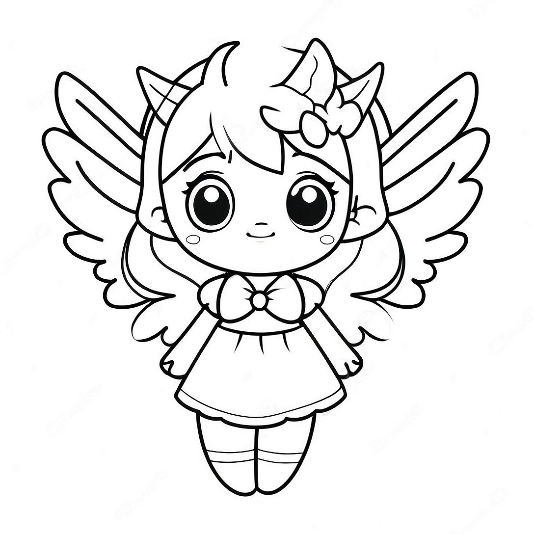 Cute Anime Demon Girl with Wings Coloring Page | Anime Demon Girl coloring page