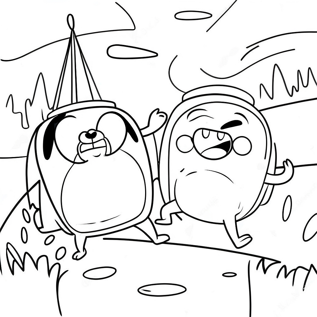 Finn and Jake's Exciting Adventure Coloring Page | Adventure Time coloring page