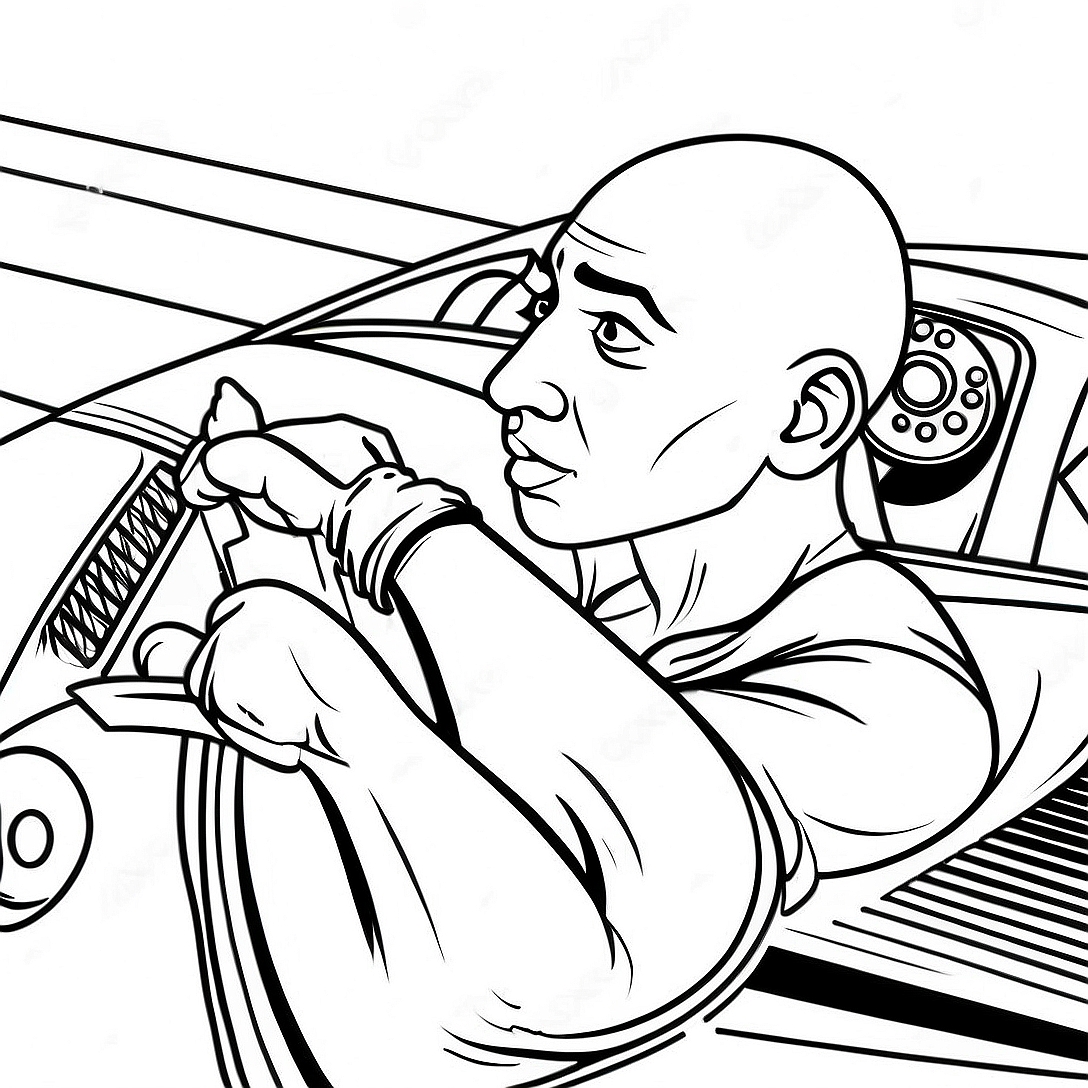Dominic Toretto with Racing Car Coloring Page | Fast and Furious coloring page