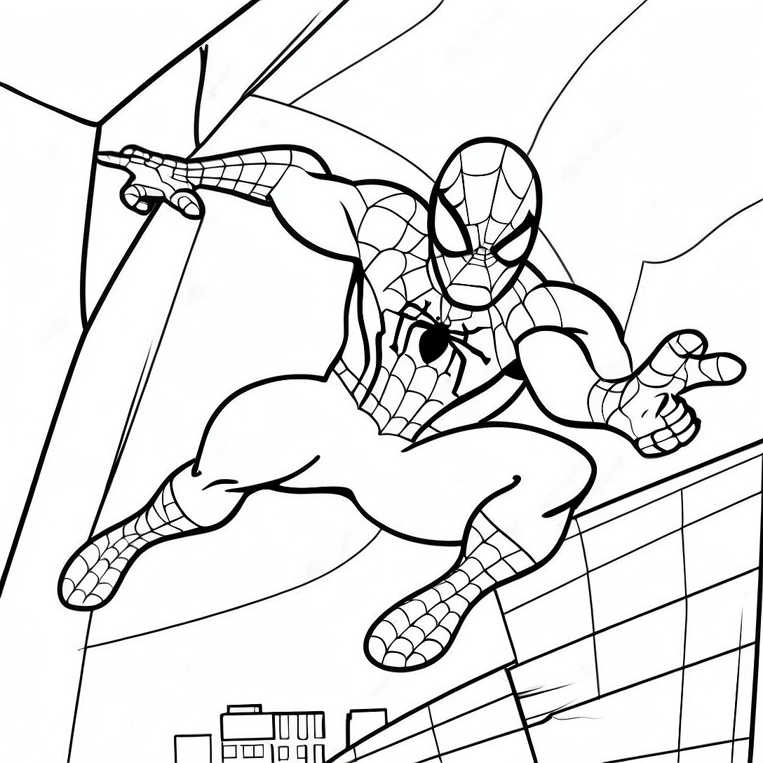 Web-Slinging Spiderman Coloring Page | Homecoming Spiderman coloring page