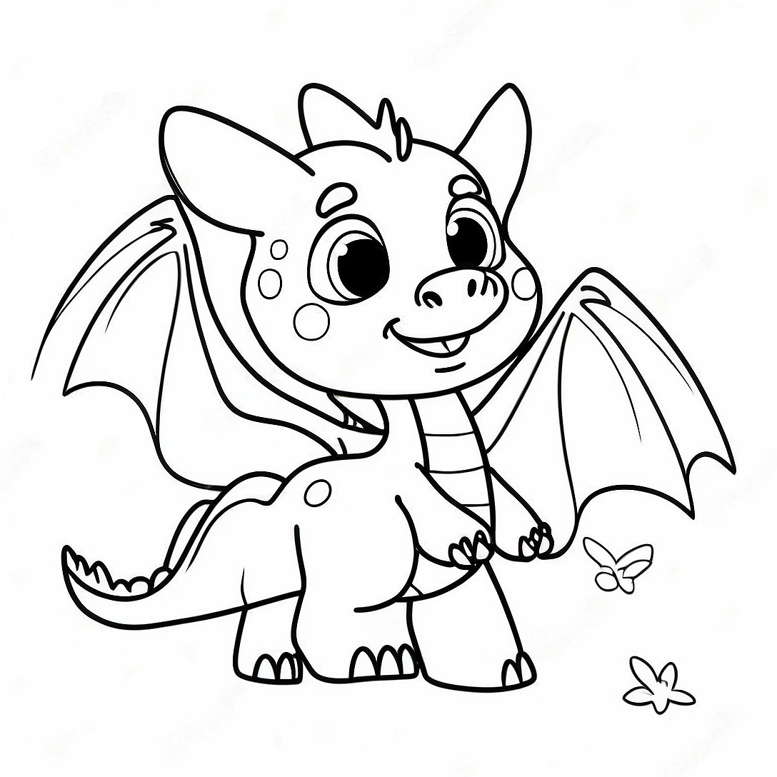 Cute Wish Dragon Flying Coloring Page | Wish Dragon coloring page