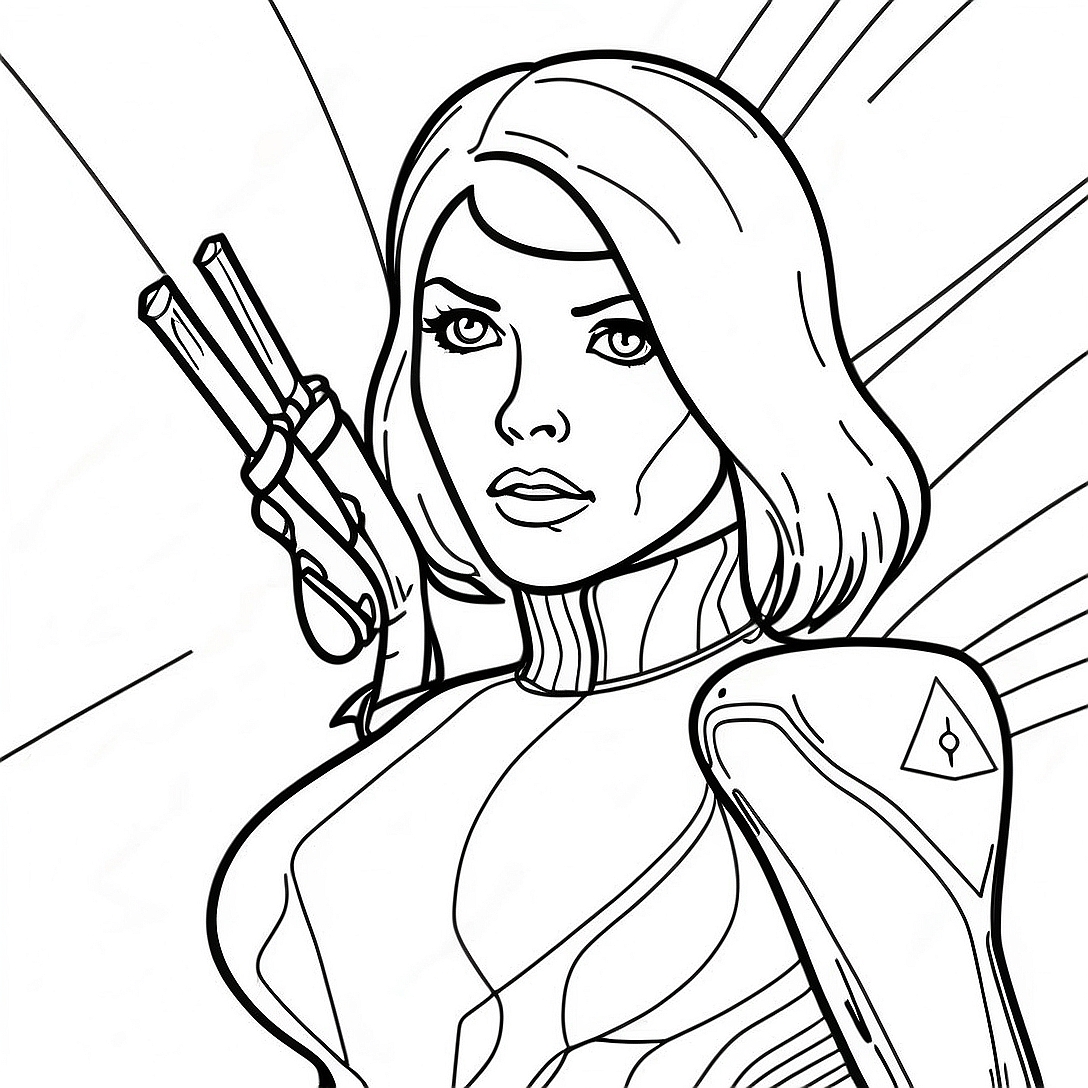 Black Widow in Action Coloring Page | Black Widow coloring page