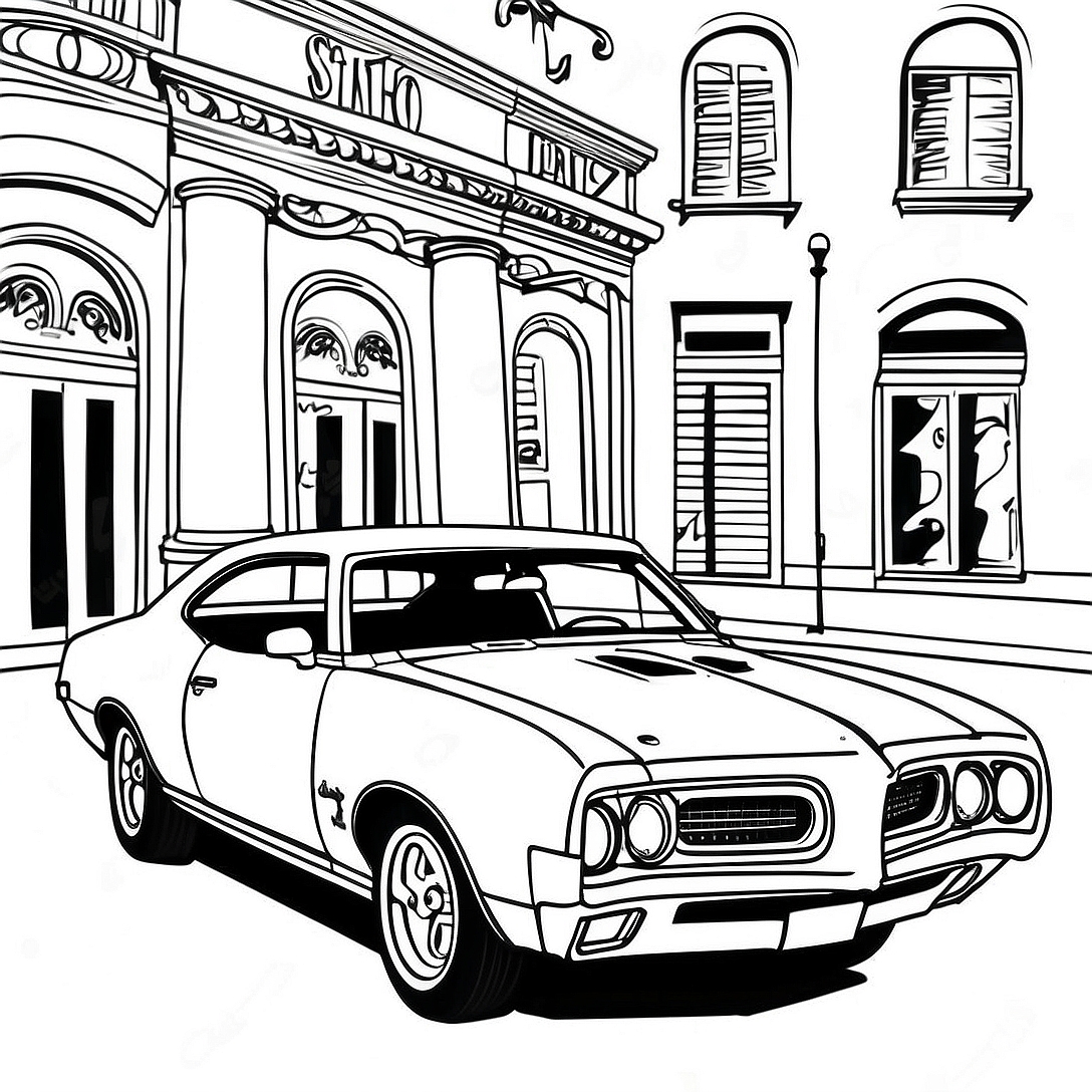 Pontiac GTO Classic Car Coloring Page | Pontiac GTO coloring page