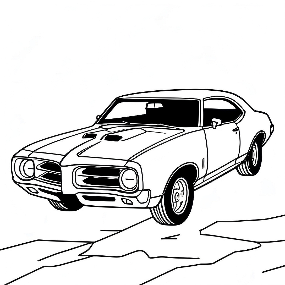Pontiac GTO Muscle Car Coloring Page | Pontiac GTO coloring page