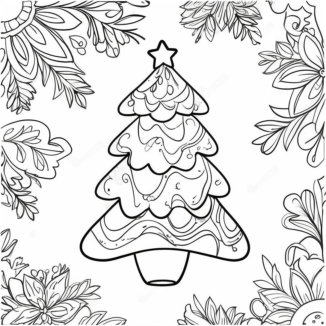 Christmas Tree Decoration Coloring Page | Christmas for Adults coloring page