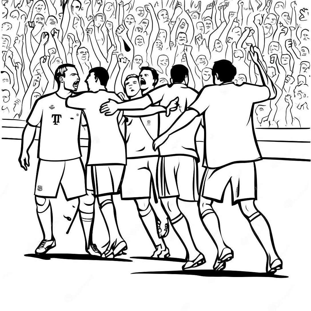 Bayern Munich Players in Action Coloring Page | Bayern Munich coloring page