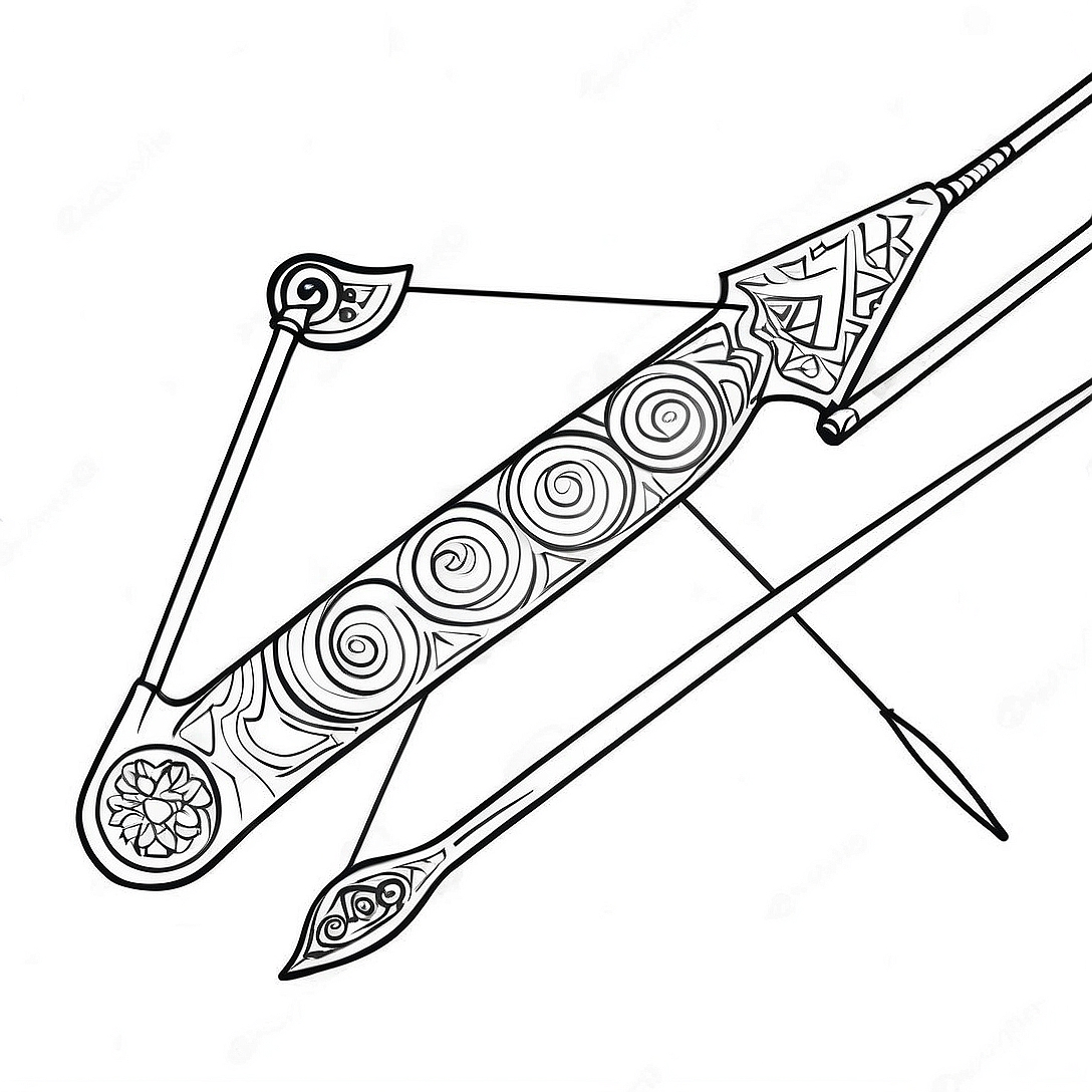 Colorful Archery Bow and Arrow Coloring Page | Archery coloring page