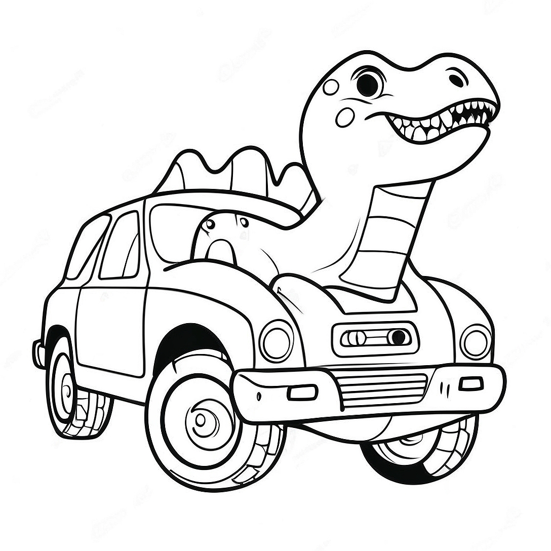 Dinosaur Car Coloring Page | Dinosaur Car coloring page
