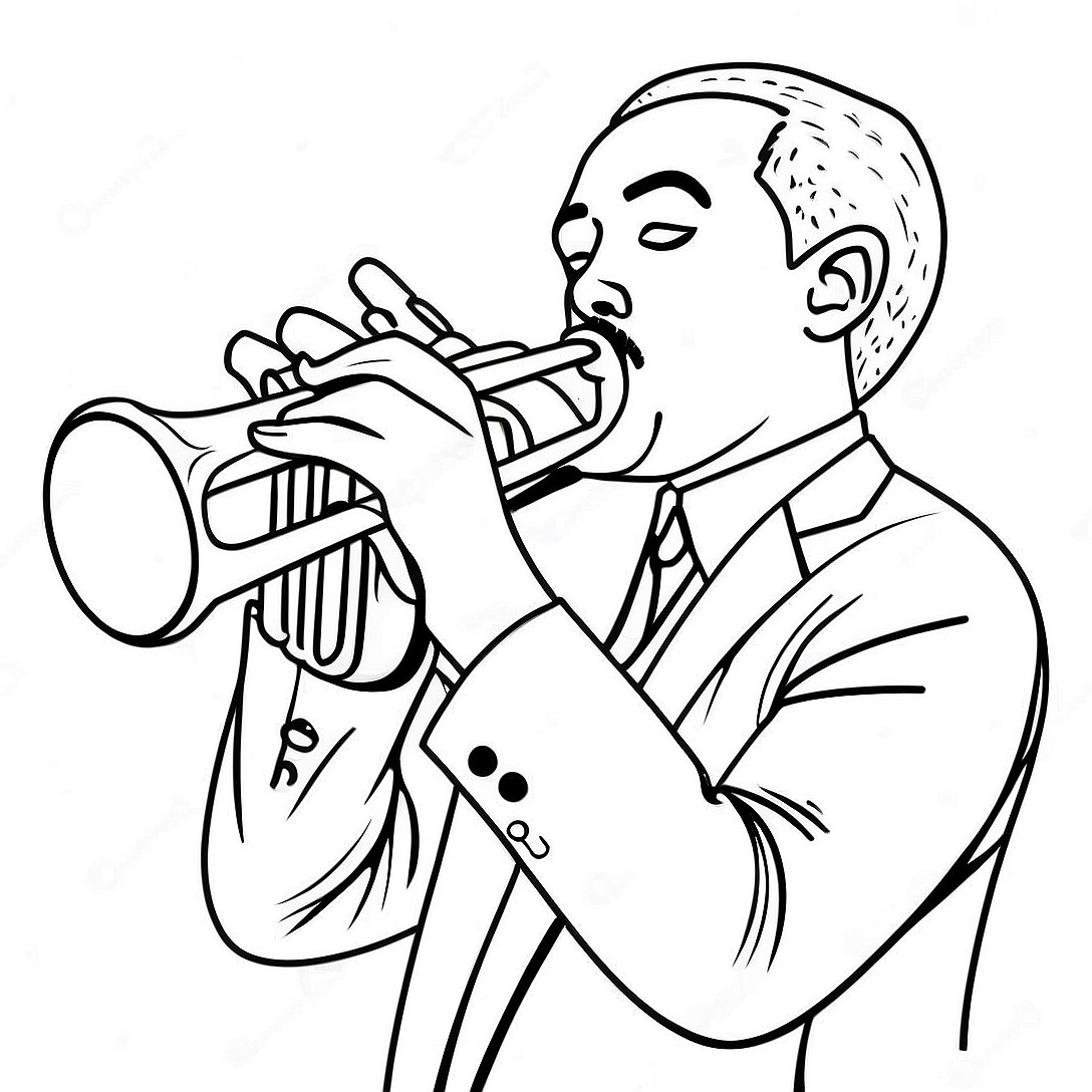 Jazz Trumpet Player Coloring Page | Trumpet coloring page