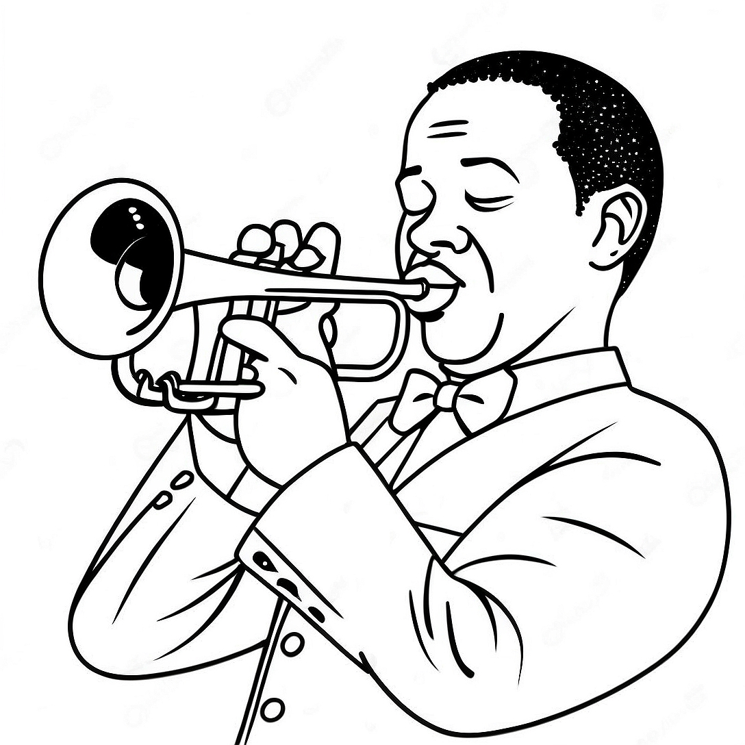 Jazz Trumpet Player Coloring Page | Trumpet coloring page