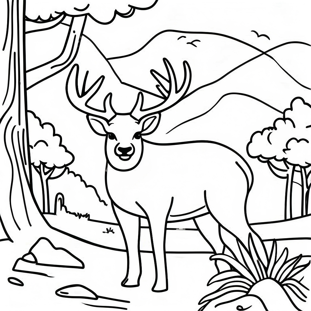 Majestic Great Smoky Mountains Wildlife Coloring Page | Great Smoky Mountains coloring page