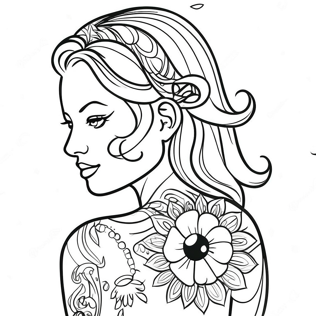 Realistic Tattoo Designs Coloring Page | Realistic Tattoo for Adults coloring page