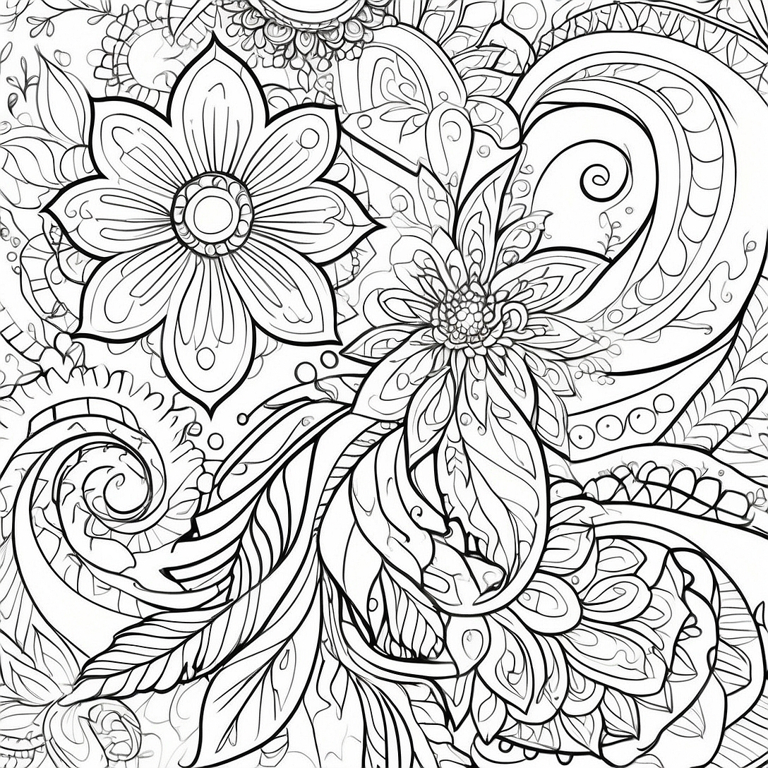 Intricate Floral Tattoo Coloring Page | Realistic Tattoo for Adults coloring page