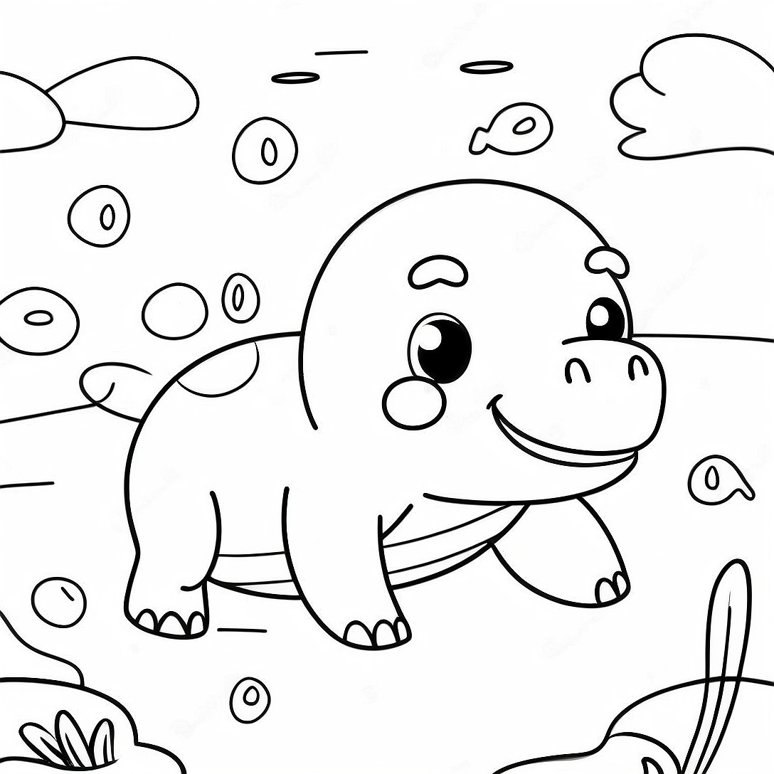 Happy Slowpoke Swimming Coloring Page | Slowpoke coloring page