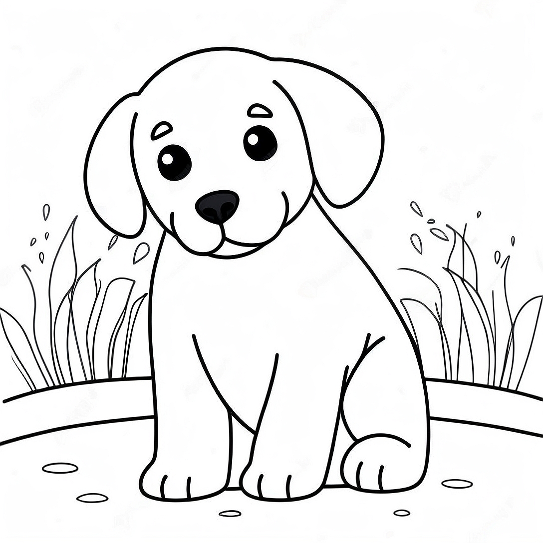 Playful Labrador Puppy Coloring Page | Labrador coloring page