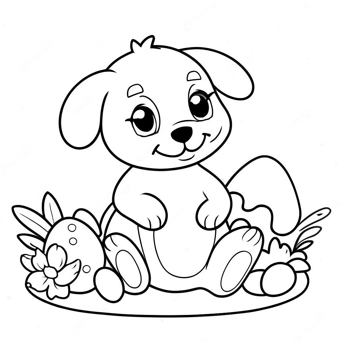 Easter Puppy Coloring Page | Easter Puppy coloring page
