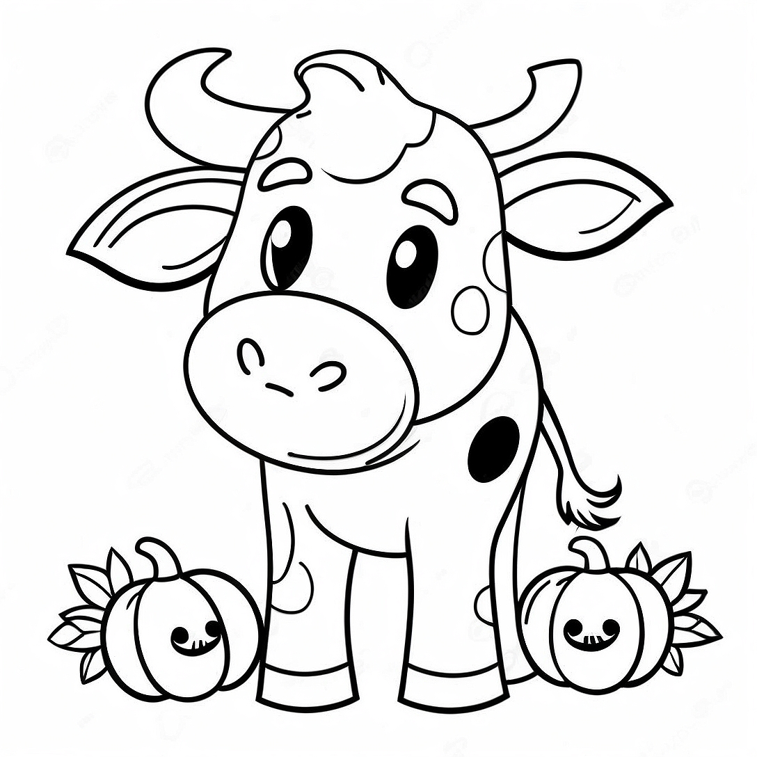 Halloween Cow Coloring Page | Halloween Cow coloring page