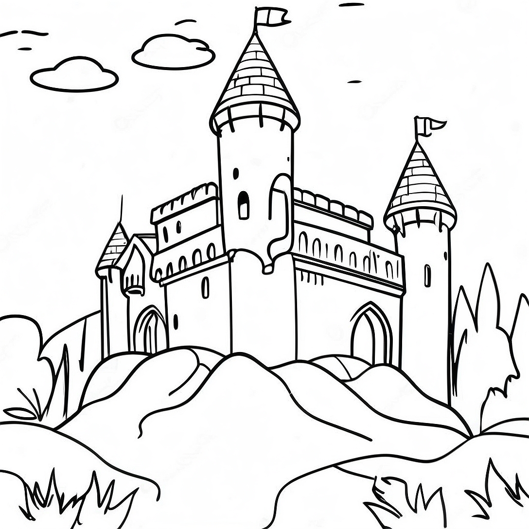 Medieval Castle Coloring Page | Medieval coloring page