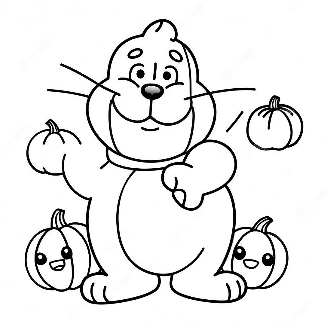 Garfield with a Pumpkin Coloring Page | Garfield Thanksgiving coloring page
