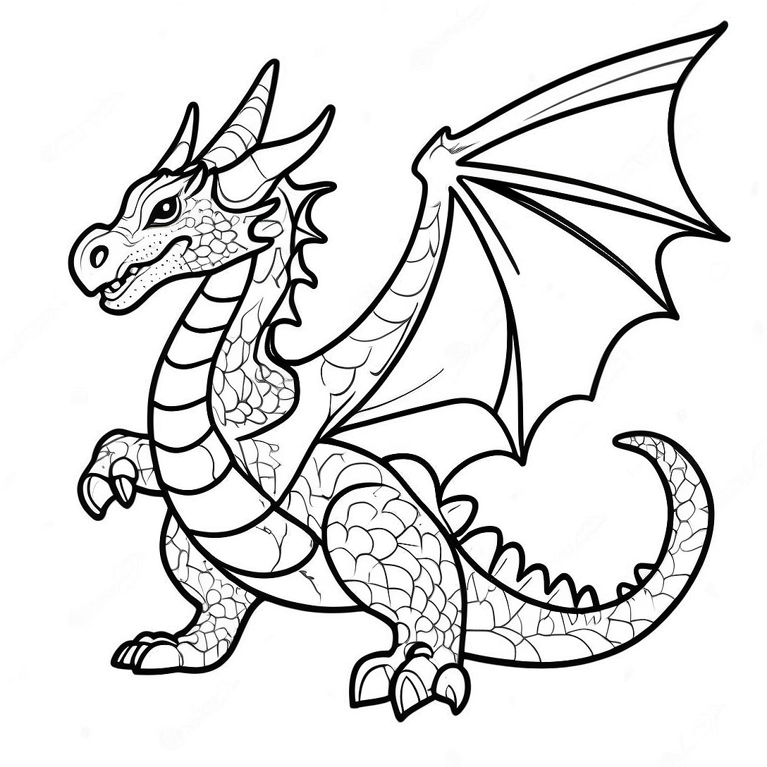 Majestic Crystal Dragon in Flight Coloring Page | Crystal Dragon coloring page