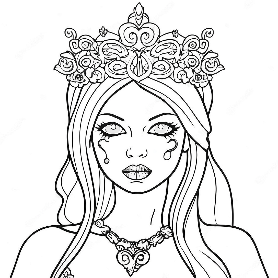 Gothic Zombie Princess Coloring Page | Zombie Princess coloring page
