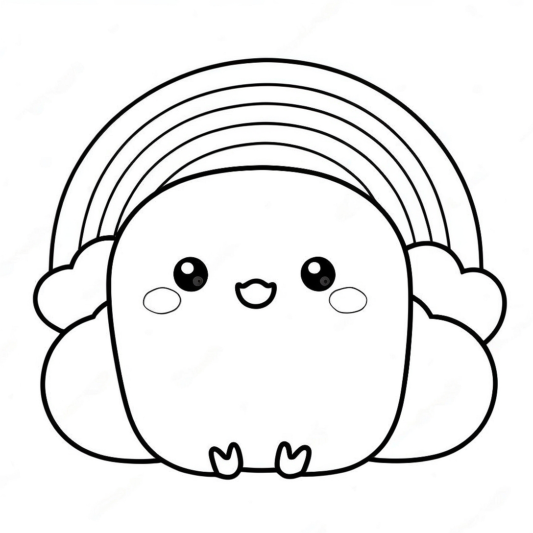 Cute Squishmallows in a Rainbow Coloring Page | Squishmallows coloring page
