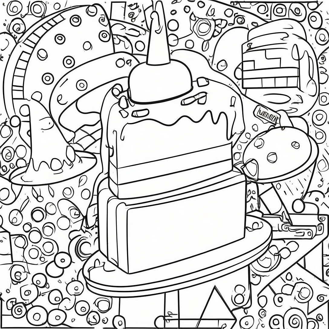 Colorful Lego Birthday Cake Coloring Page | Lego Birthday coloring page