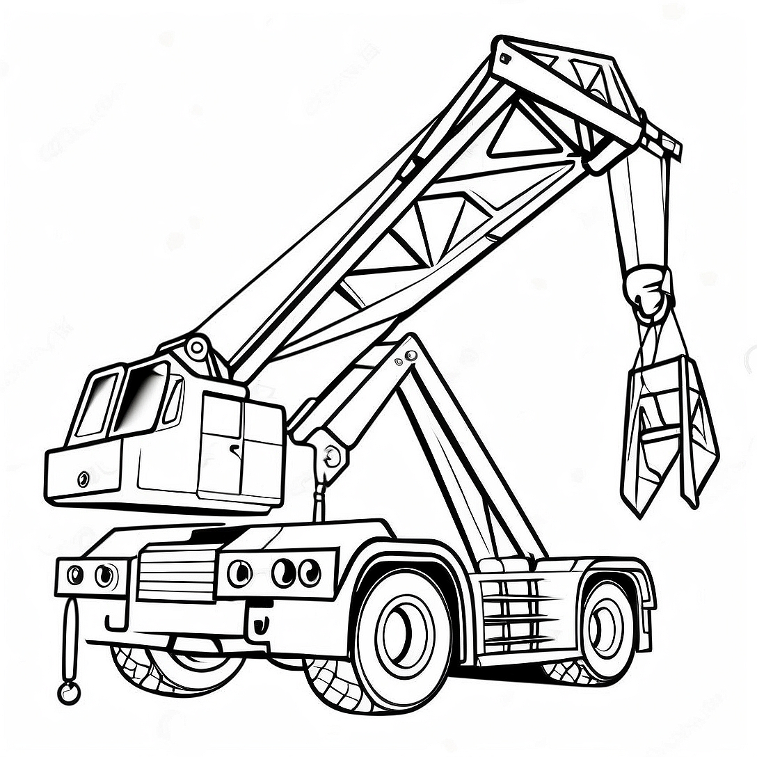 Construction Crane Truck Coloring Page | Crane Truck coloring page
