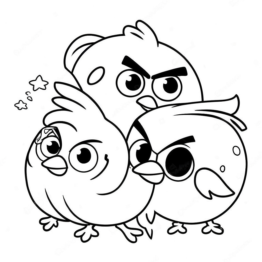 Angry Birds Stella with Friends Coloring Page | Angry Birds Stella coloring page