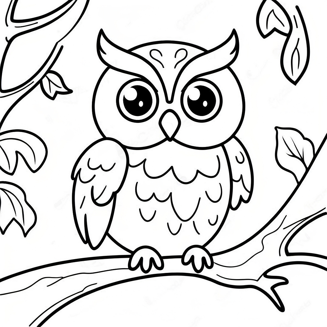 Spooky Owl in a Tree Coloring Page | Halloween Animal coloring page
