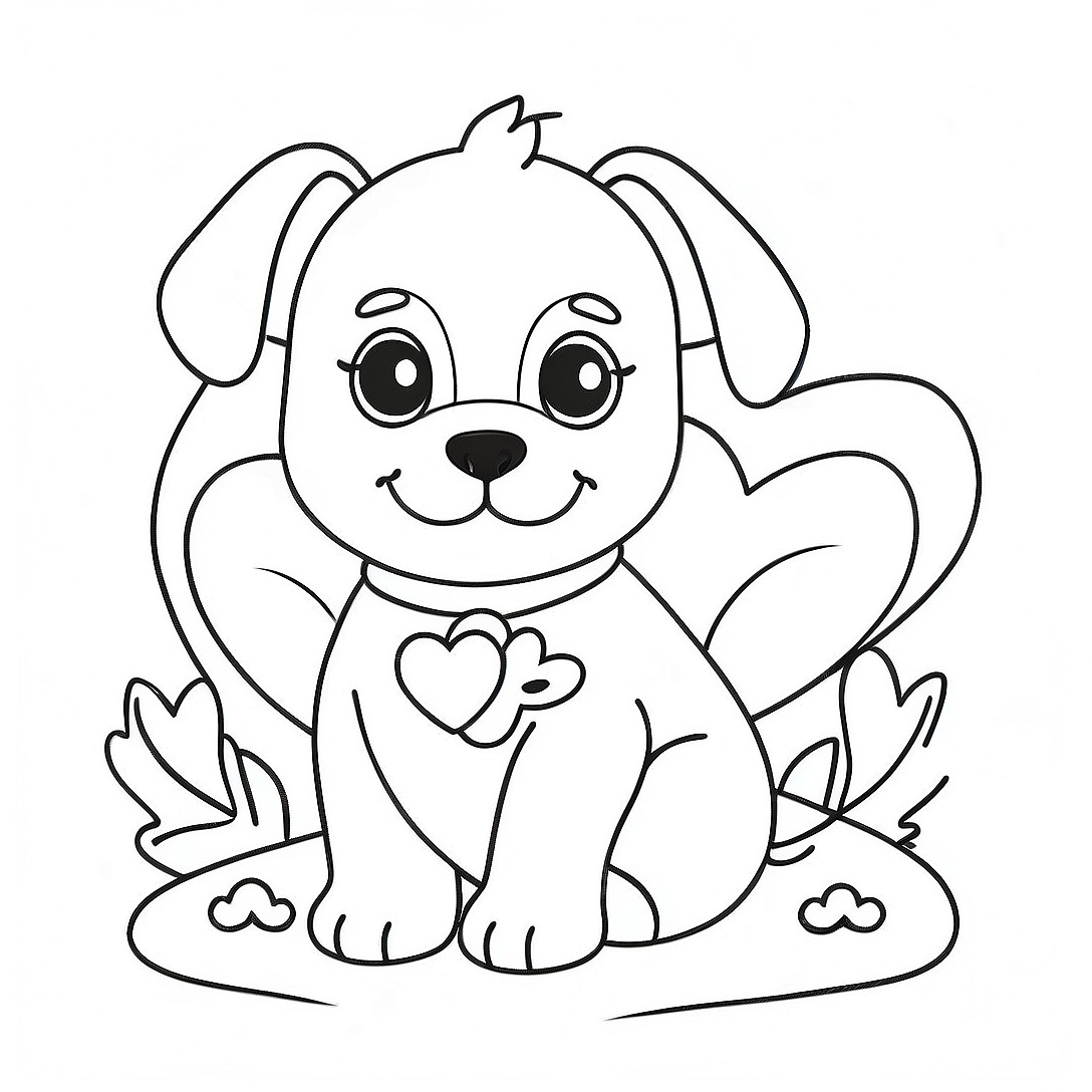 Valentines Puppy Coloring Page | Valentines Puppy coloring page