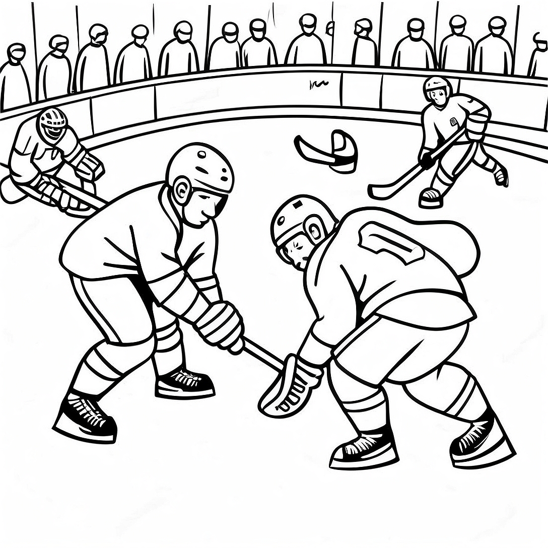 Exciting Hockey Game Scene Coloring Page | Hockey Rink coloring page